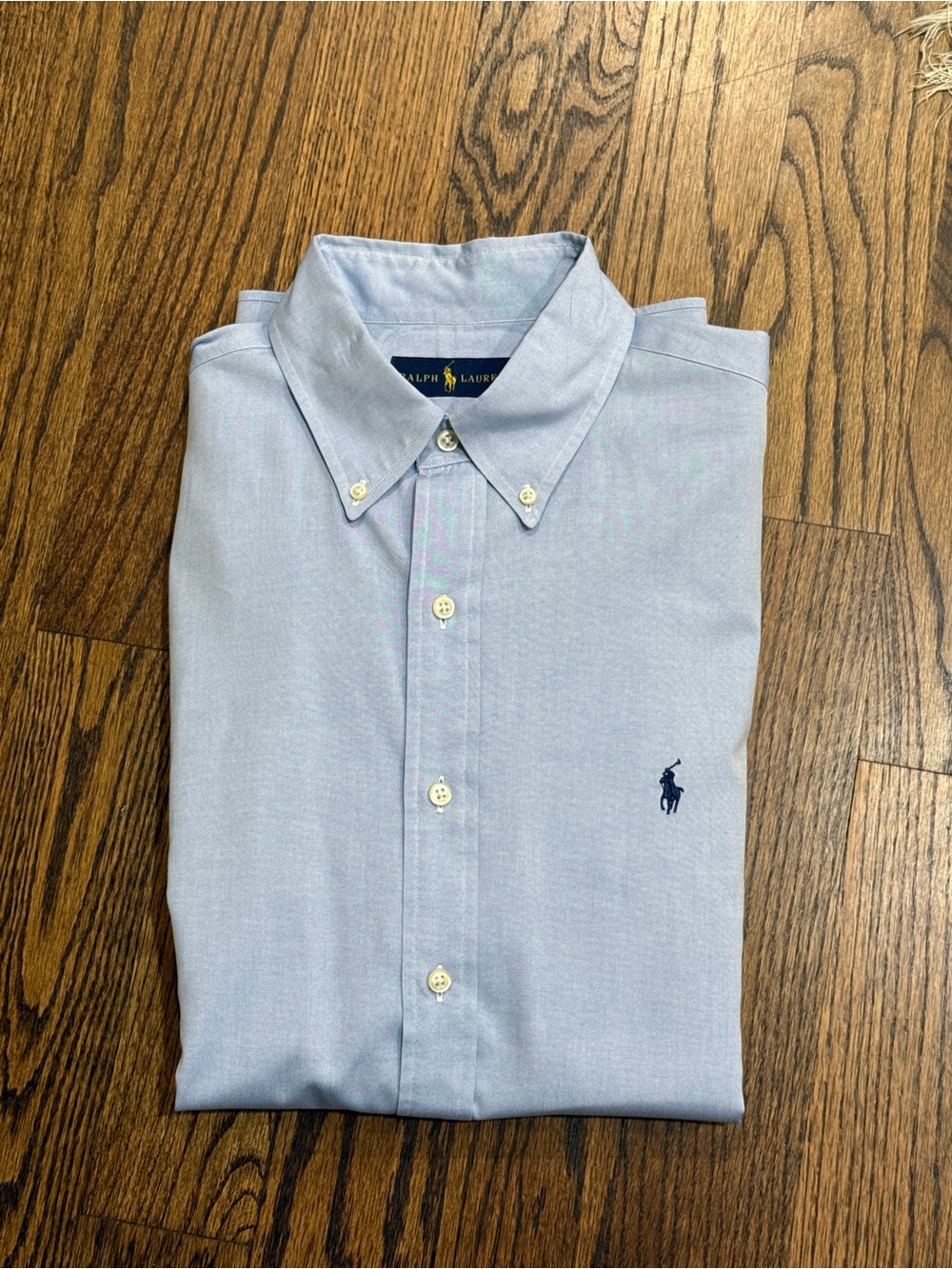 Ralph Lauren Pale Blue Oxford Button-Up Shirt with Polo Patch